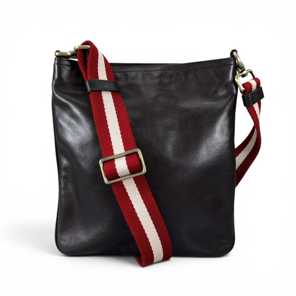 BALLY TAISTINO Calf Leather Trainspotting Shoulder Bag, Dark Brown, Swiss Mad...